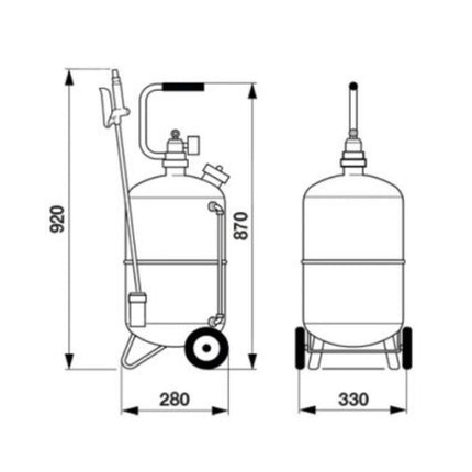 RAASM NEBULIZZATORE CARRELLATO IN ACCIAIO VERNICIATO LT24