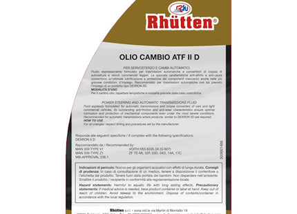 RHUTTEN OLIO CAMBIO-SERVOSTERZO ATF II D FLACONE DA LT1