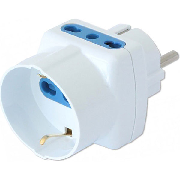 FAEG ADATTATORE TRIPLO SPINA SCHUKO 2P+T PRESA SCHUKO 2 PRESE BIPASSO
