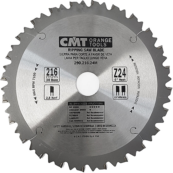 CMT LAMA PER TAGLIO LEGNO LUNGO VENA D.MM216X2,8X30 Z 24