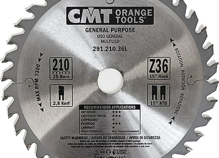 CMT LAMA PER TAGLIO LEGNO LUNGO E TRAVERSO VENA