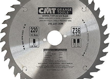 CMT LAMA PER TAGLIO LEGNO LUNGO E TRAVERSO VENA