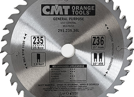 CMT LAMA PER TAGLIO LEGNO LUNGO E TRAVERSO VENA