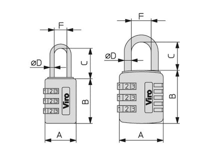 VIRO LUCCHETTO SERIE 404 FAI CON 3 COMBINAZIONI MM30