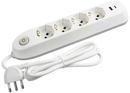 BTICINO MULTIPRESA POKER 4 PRESE CAVO DA MT1,5 SPINA 16A BIANCO