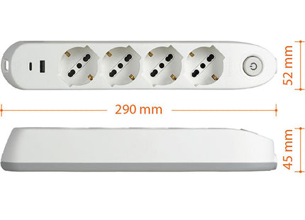 BTICINO MULTIPRESA POKER 4 PRESE CAVO DA MT1,5 SPINA 16A BIANCO