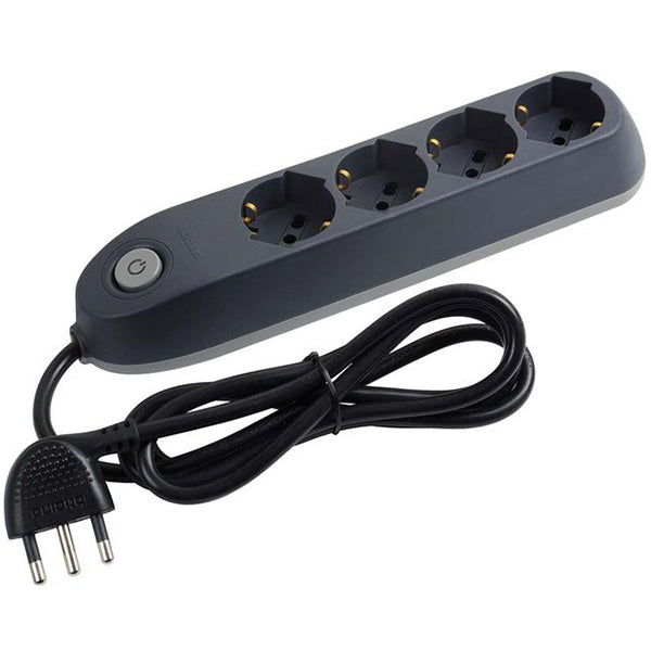 BTICINO MULTIPRESA POKER 4 PRESE CAVO DA MT1,5 SPINA 16A GRIGIO