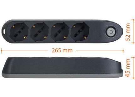 BTICINO MULTIPRESA POKER 4 PRESE CAVO DA MT1,5 SPINA 16A GRIGIO