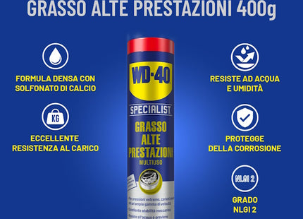 WD-40 GRASSO ALTE PRESTAZIONI MULTIUSO NLGI2 IN CARTUCCE GR400