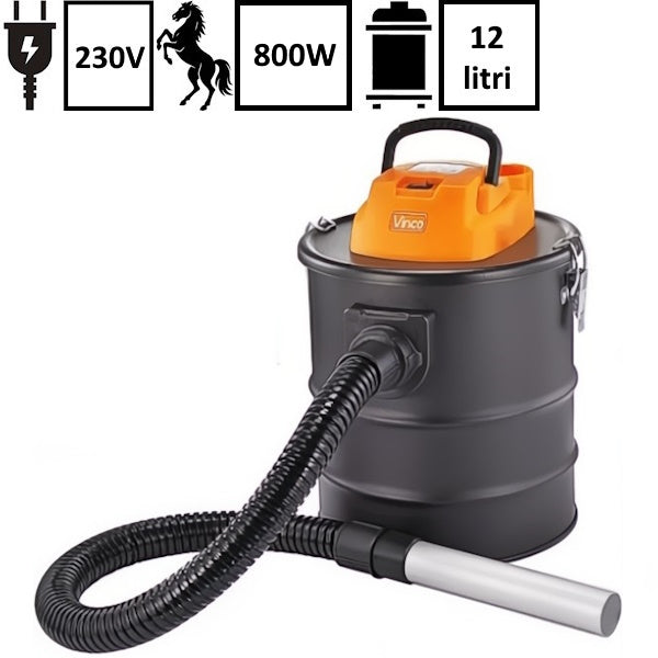 VINCO ASPIRACENERE CON BIDONE DA LT 12 POTENZA MOTORE 800W