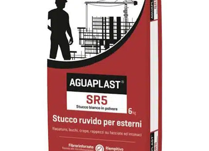 AGUAPLAST SR5 STUCCO IN  POLVERE PER ESTERNO RUVIDO BIANCO KG 6