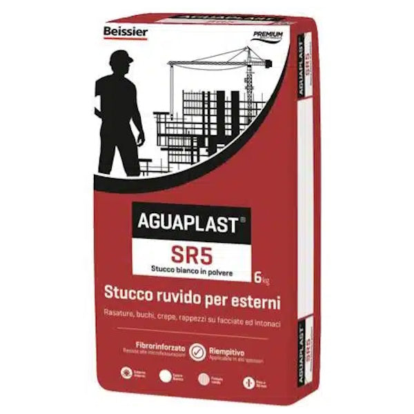 AGUAPLAST SR5 STUCCO IN  POLVERE PER ESTERNO RUVIDO BIANCO KG 6