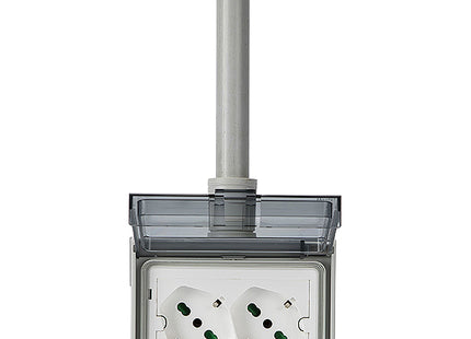 FME MULTIPRESA DA PARETE 2 SCHUKO BIPASSO IN CUSTODIA IP55 3 MODULI