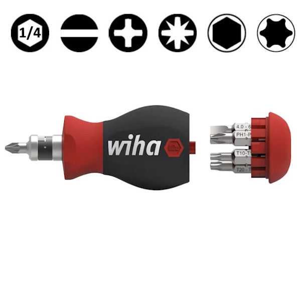 WIHA PORTAINSERTI BITS MAGNETICO STUBBY CON 7 INSERTI DOPPI DA 1/4"