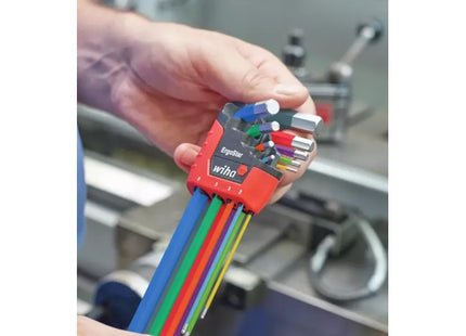 WIHA SERIE DI 9 CHIAVI A TESTA SFERICA ESAGONALE COLORATE ERGOSTAR