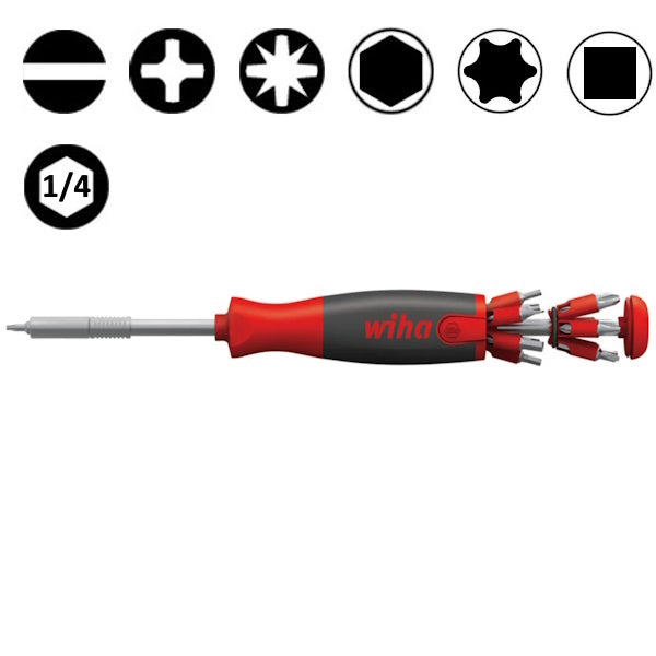 WIHA PORTAINSERTI BITS LIFTUP 26ONE COMPLETO DI 13 INSERTI DOPPI DA 1/4"