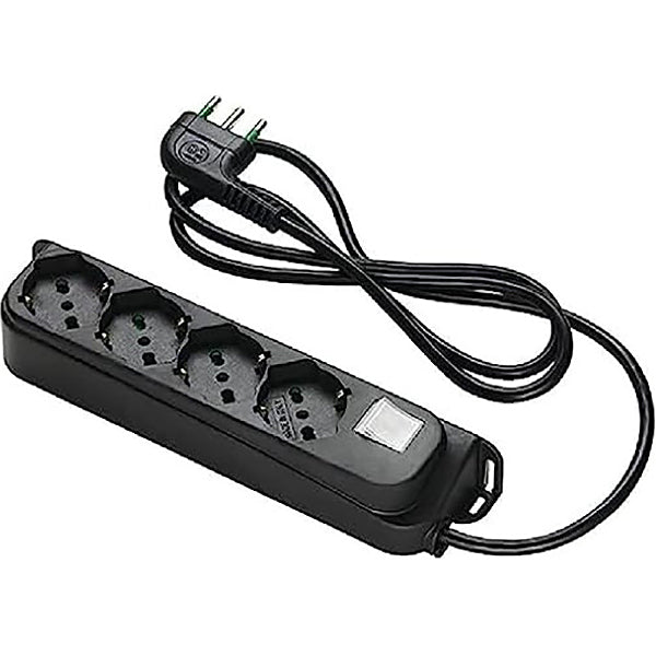 FME MULTIPRESA 4 PRESE + INTERRUTTORE CAVO MT1,5 SPINA 16A 250V NERO