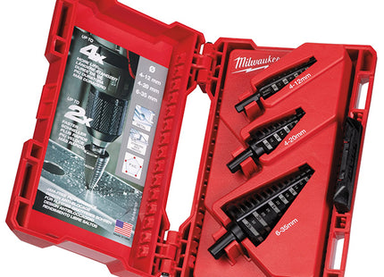 MILWAUKEE KIT DA 3 FRESE A GRADINO IN HSS PER FORI