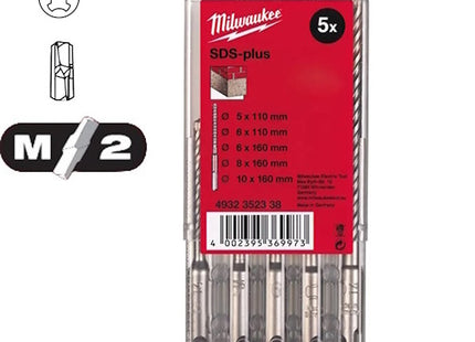 MILWAUKEE SERIE PUNTE SDS-PLUS M2 IN ASTUCCIO DA PZ 5 D.MM5-10