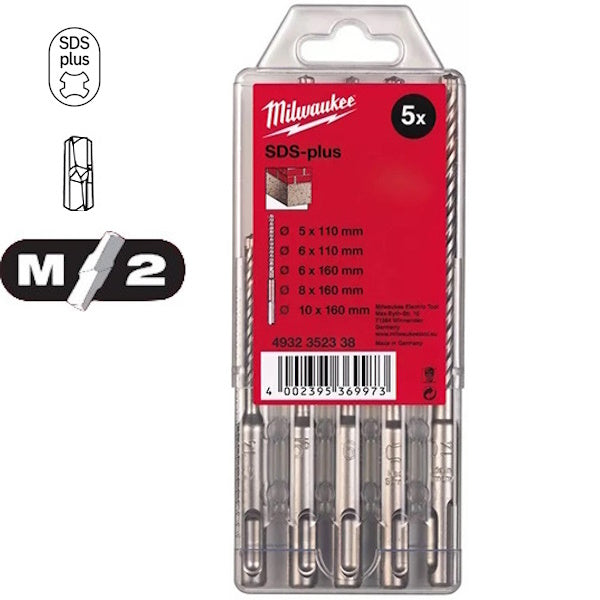 MILWAUKEE SERIE PUNTE SDS-PLUS M2 IN ASTUCCIO DA PZ 5 D.MM5-10