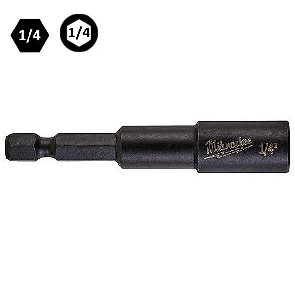 MILWAUKEE BUSSOLA MAGNETICA PORTAINSERTI BITS 1/4"M X 1/4F X 65 MM*