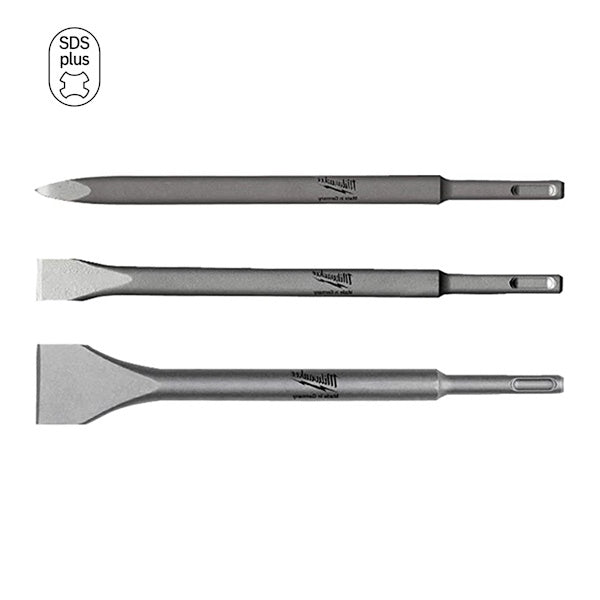 MILWAUKEE SET 3 SCALPELLI SDS-PLUS A PUNTA/PIATTO/LARGO DA MM250