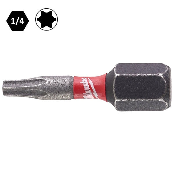 MILWAUKEE INSERTI BITS PER VITI TORX DA MM25 ATTACCO 1/4&quot;
