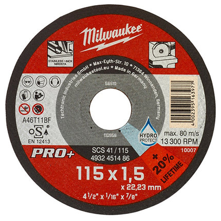 MILWAUKEE DISCO DA TAGLIO ABRASIVO D.MM115X22,2 SCS41/115