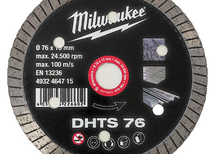 MILWAUKEE DISCO DA TAGLIO DIAMANTATO D.MM 76X1,0X10,0 DHTS