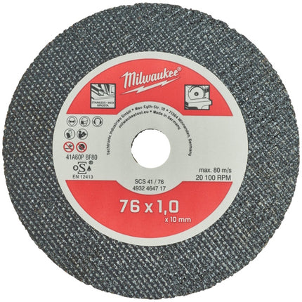 MILWAUKEE DISCHI DA TAGLIO ABRASIVI D.MM 76X1,0X10,0 SCS41/76 CONF.PZ5