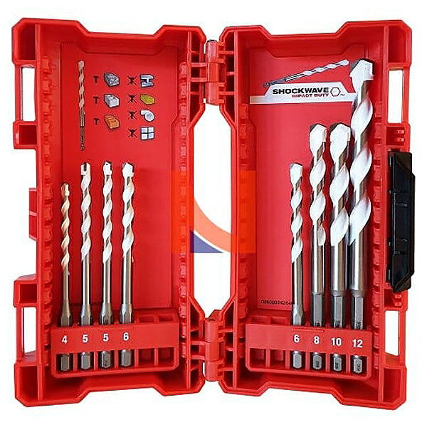 MILWAUKEE SET PUNTE MULTIMATERIALE ATTACCO BITS 1/4" BOX DA PZ8 D.MM4-12