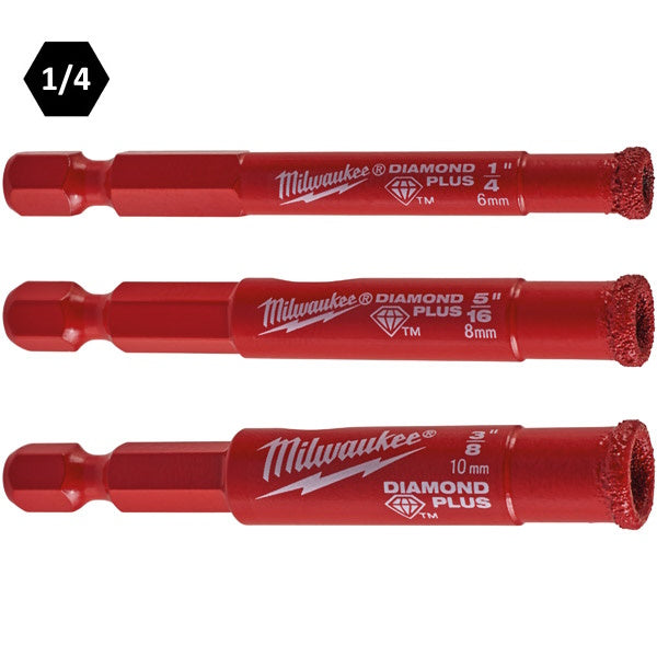 MILWAUKEE SET PUNTE DIAMANTATE DIAMOND PLUS A SECCO/UMIDO D.MM6-8-10X55*