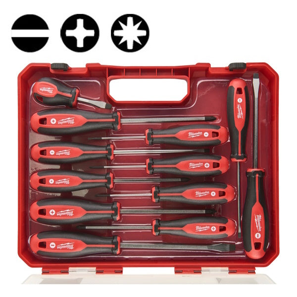 MILWAUKEE SERIE DI 12 GIRAVITI CON LAMA ESAGONALE E PUNTA MAGNETICA