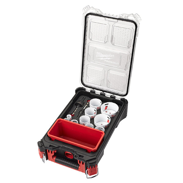 MILWAUKEE PACKOUT KIT SEGHE A TAZZA BI-METALLICHE PZ12 CON ACCESSORI