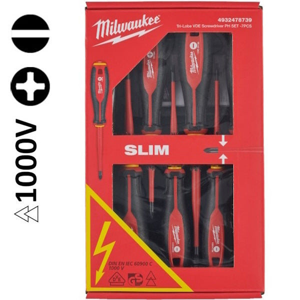 MILWAUKEE SERIE DI 7 GIRAVITI ISOLATI 1000V A TAGLIO E A CROCE