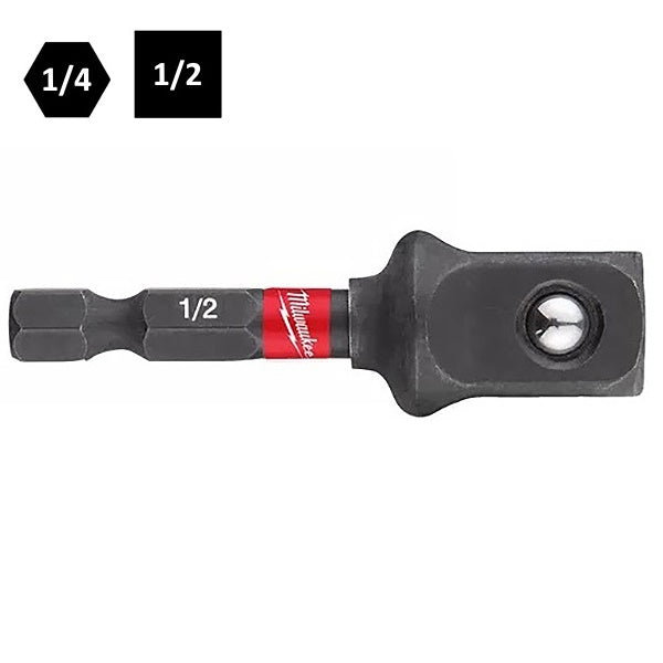 MILWAUKEE ADATTATORE PER AVVITATORI AD IMPULSI 1/4" HEX QUADRO 1/2"