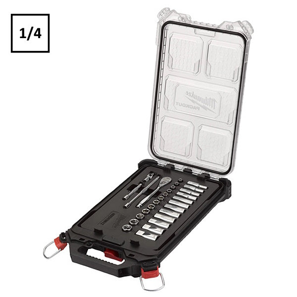 MILWAUKEE PACKOUT SERIE BUSSOLE CON ACCESSORI DA 1/4" PZ28