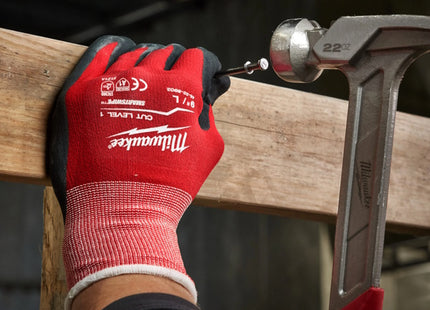 MILWAUKEE GUANTI MOD. CUT A GLOVES COLORE ROSSO/NERO