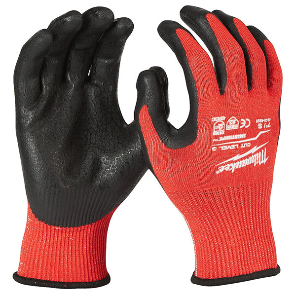 MILWAUKEE GUANTI MOD. CUT C GLOVES COLORE ROSSO/NERO