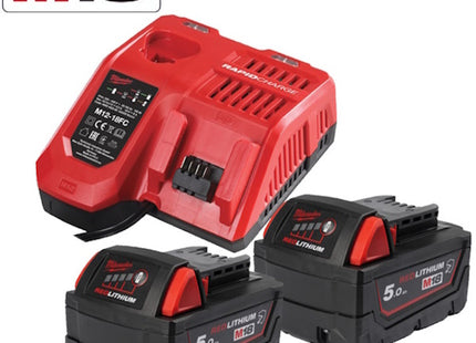MILWAUKEE KIT ENERGY PACK 2 BATTERIE+CARICABATTERIE M18 NRGC-502 (V1/24)