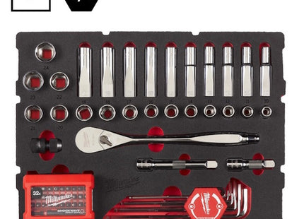 MILWAUKEE PACKOUT SET CRICCHETTO E BUSSOLE DA 1/2" IN TERMOFORMATO