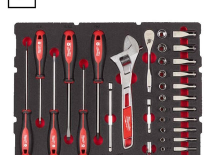 MILWAUKEE PACKOUT SET CRICCHETTO E BUSSOLE DA 1/4" IN TERMOFORMATO