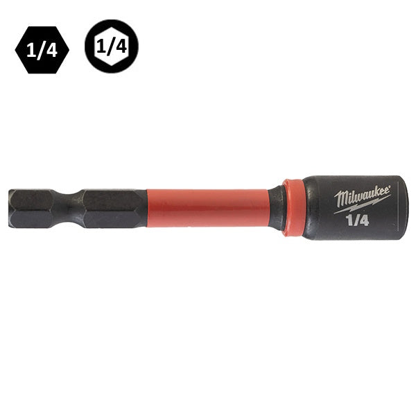 MILWAUKEE BUSSOLA MAGNETICA PORTAINSERTI BITS 1/4"M X 1/4F X 65 MM