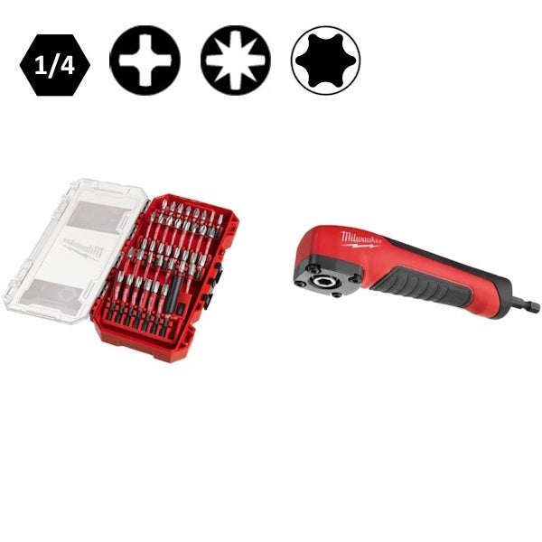 MILWAUKEE SET DI INSERTI BITS ED ACCESSORI CON DISPOSITIVO ANGOLARE PZ39