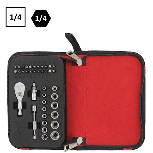MILWAUKEE SET DI BUSSOLE CON CRICCHETTO E BITS DA 1/4" PZ39