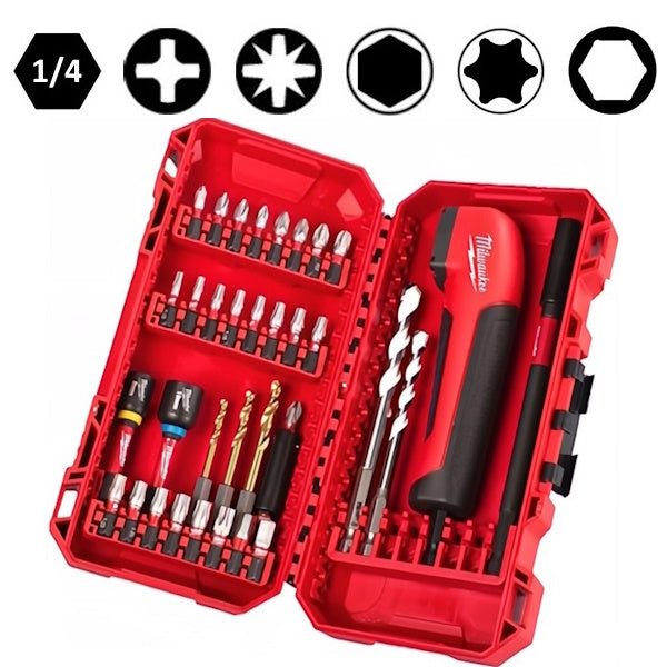 MILWAUKEE SET DI INSERTI BITS ED ACCESSORI CON DISPOSITIVO ANGOLARE PZ35