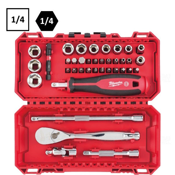 MILWAUKEE SERIE DI BUSSOLE CON CRICCHETTO E BITS DA 1/4" PZ38