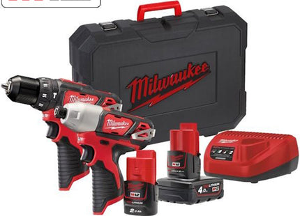 MILWAUKEE KIT M12 BPP2B-421C TRAPANO+AVVITATORE IMPULSI 1/4" (V1/23)*