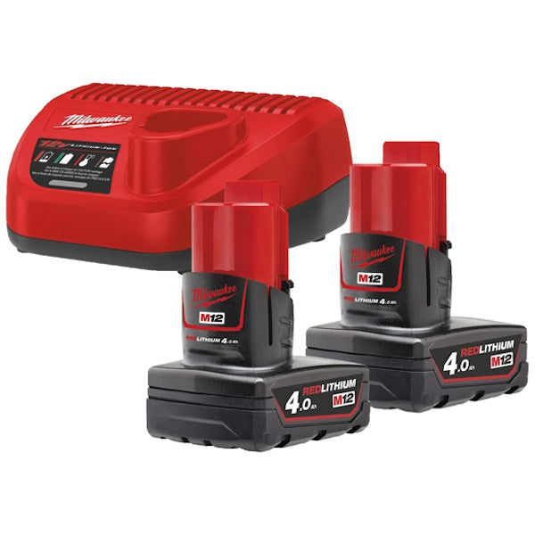 MILWAUKEE KIT ENERGY PACK 2 BATTERIE+CARICABATTERIE M12 NRG-402 (V1/23)