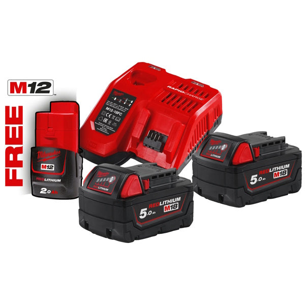 MILWAUKEE KIT ENERGY PACK 3 BATTERIE+CARICABATTERIE M18 NRG-502 (V1/23)